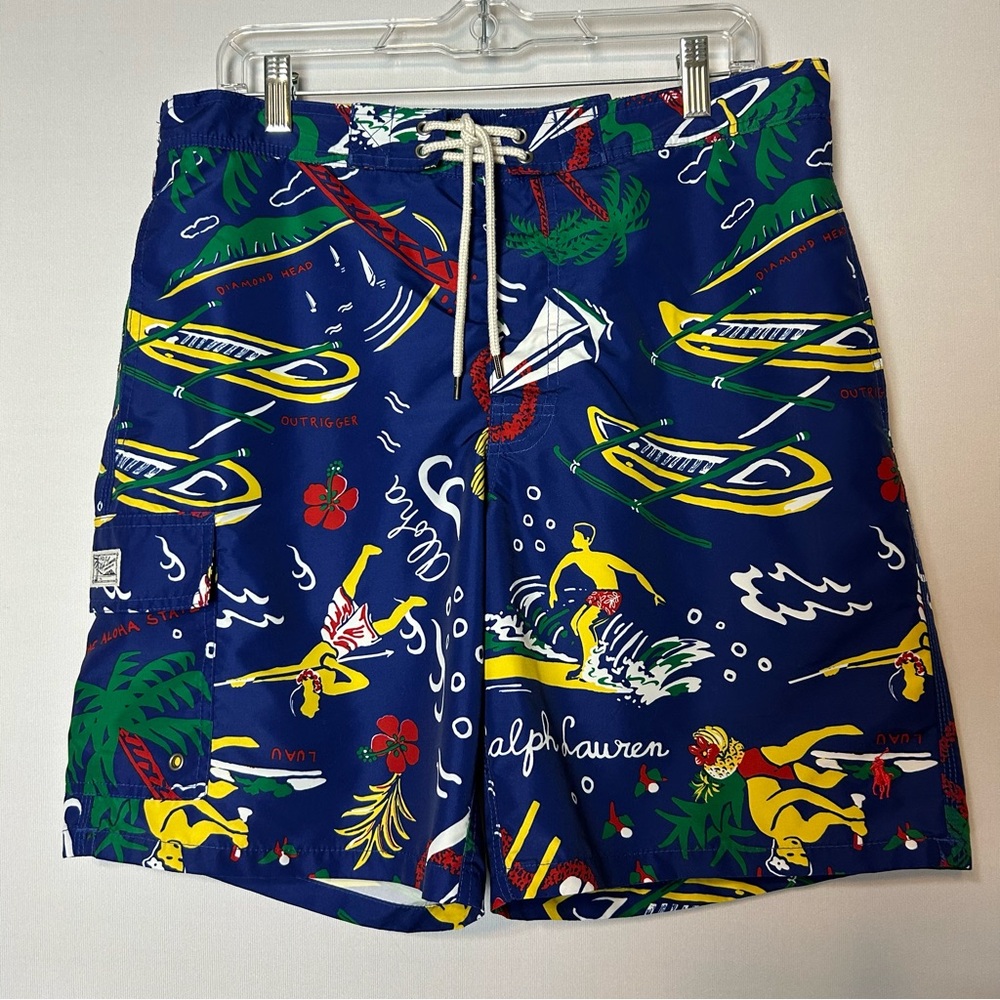 Polo Ralph Lauren Men's Aloha Blue Swim Board Trunks Size L